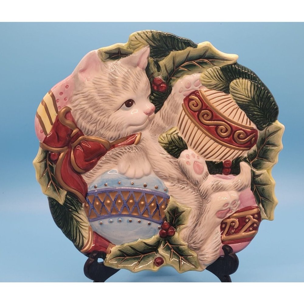 Fitz & Floyd Kristmas Kitty Plate